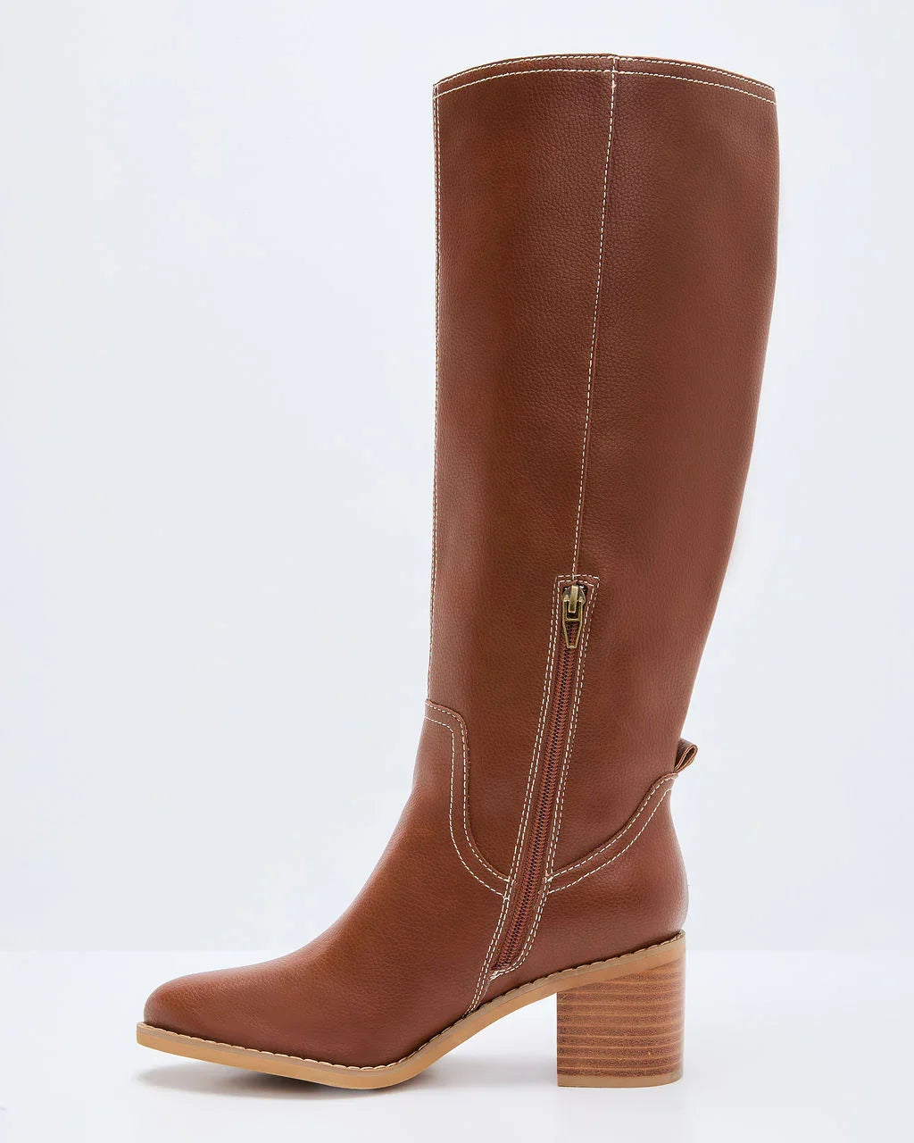 Maple Butter Faux Leather Knee High Riding Boot