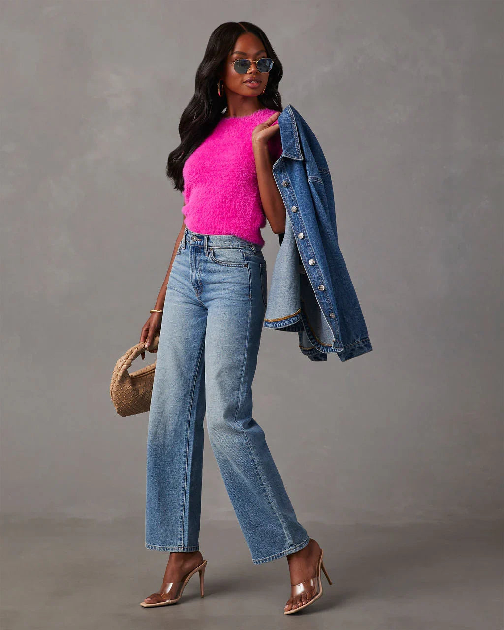 Emanuelle Fuzzy Short Sleeve Sweater Top
