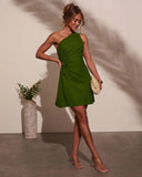 Collins Ruched One Shoulder Mini Dress