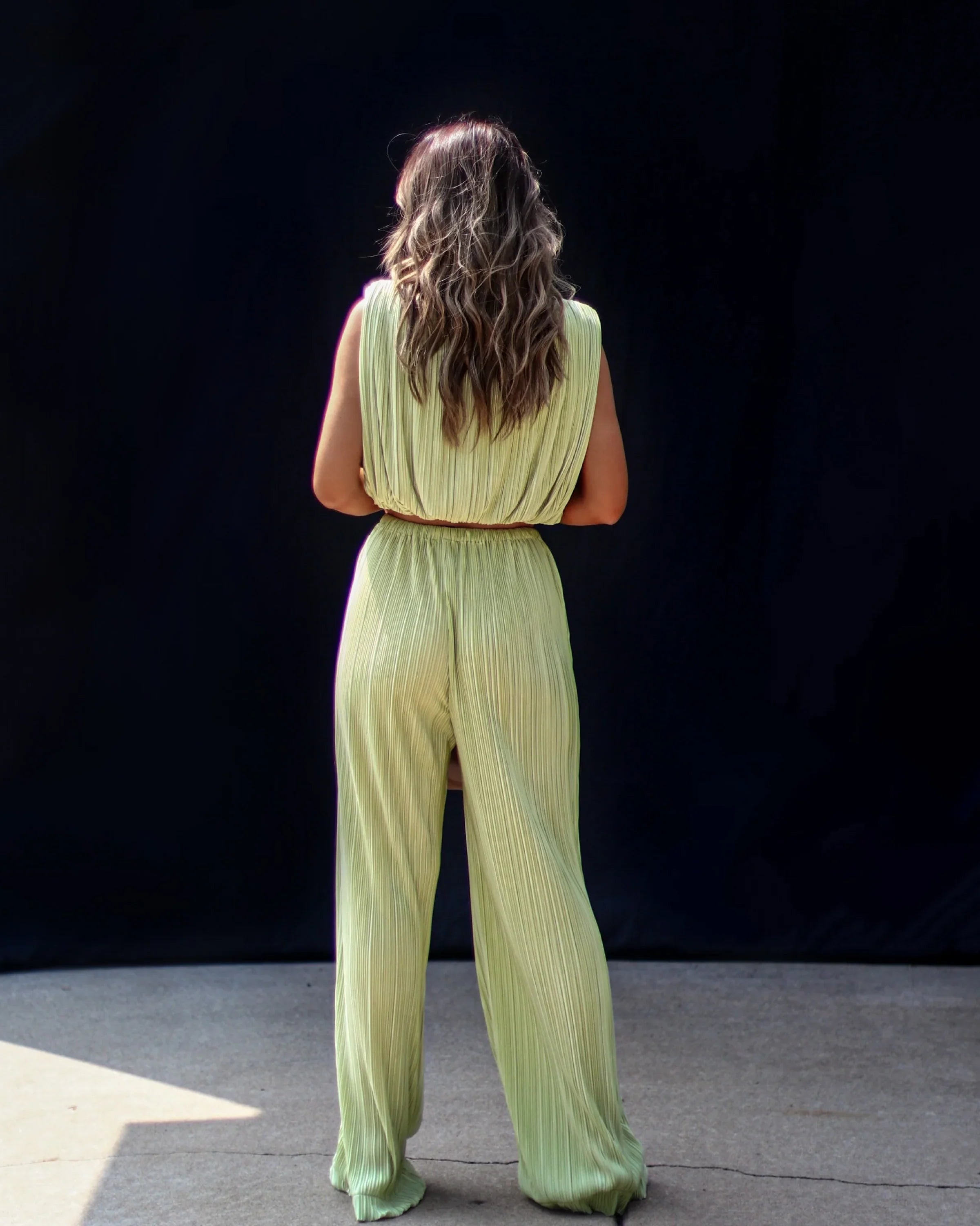 Resort Stay Plisse Wide Leg Pants