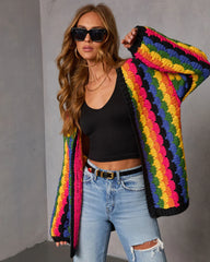Creative Break Knit Muti Color Cardigan