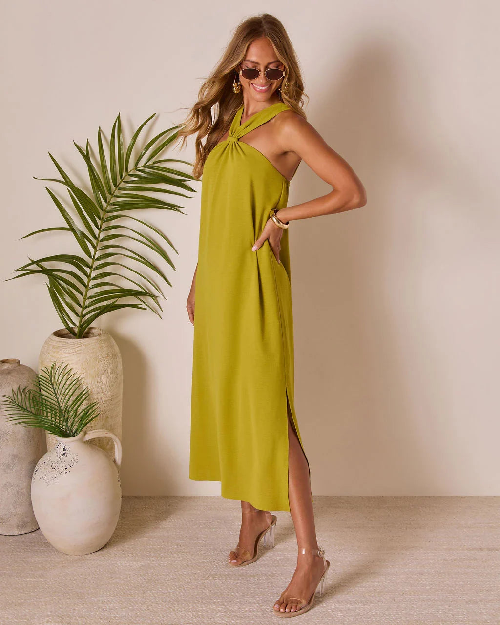 Tropic Whisper Halter Maxi Dress