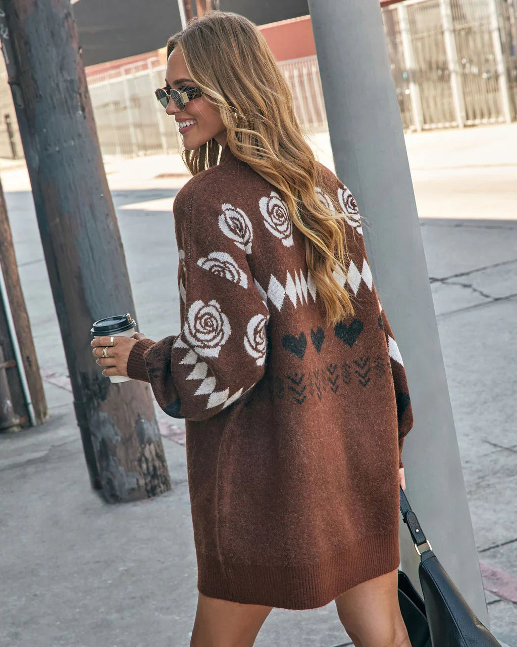 Marrene Abstract Mini Sweater Dress