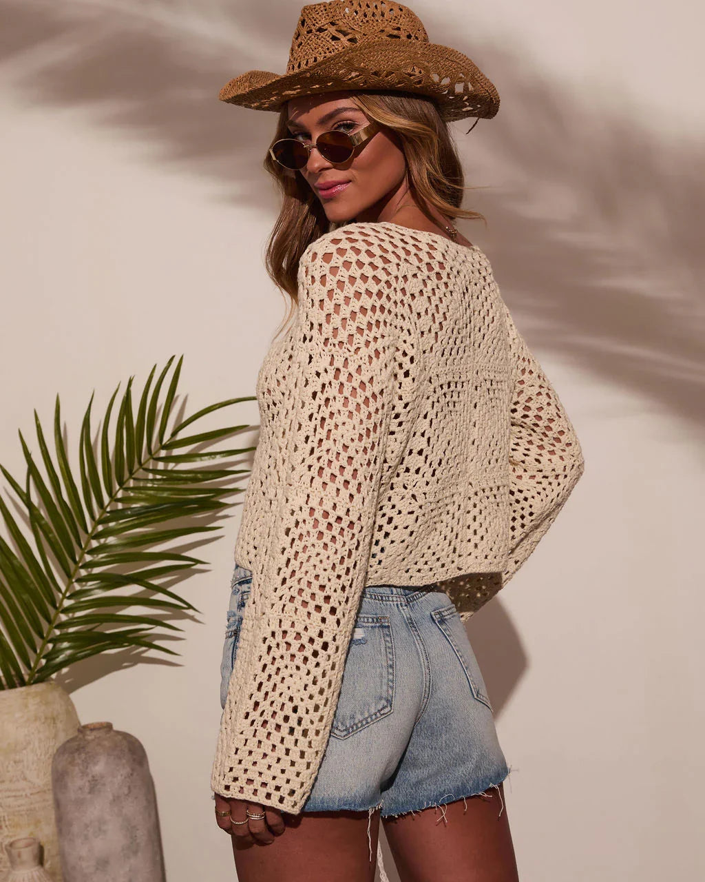 Elisa Knit Crochet Long Sleeve Top