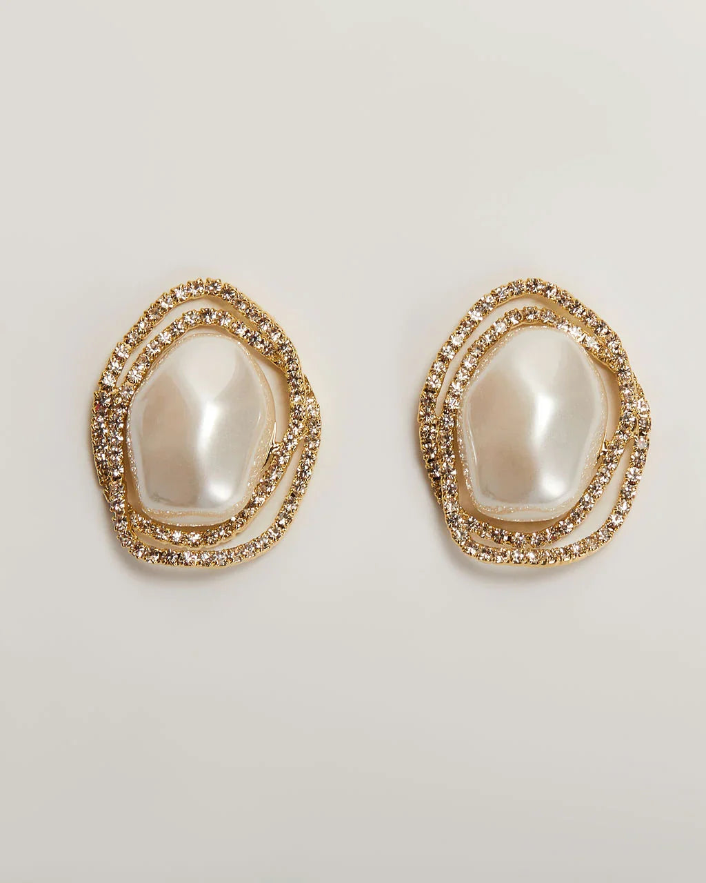 Oceanic 18k Gold Plated Pearl Stud Earrings