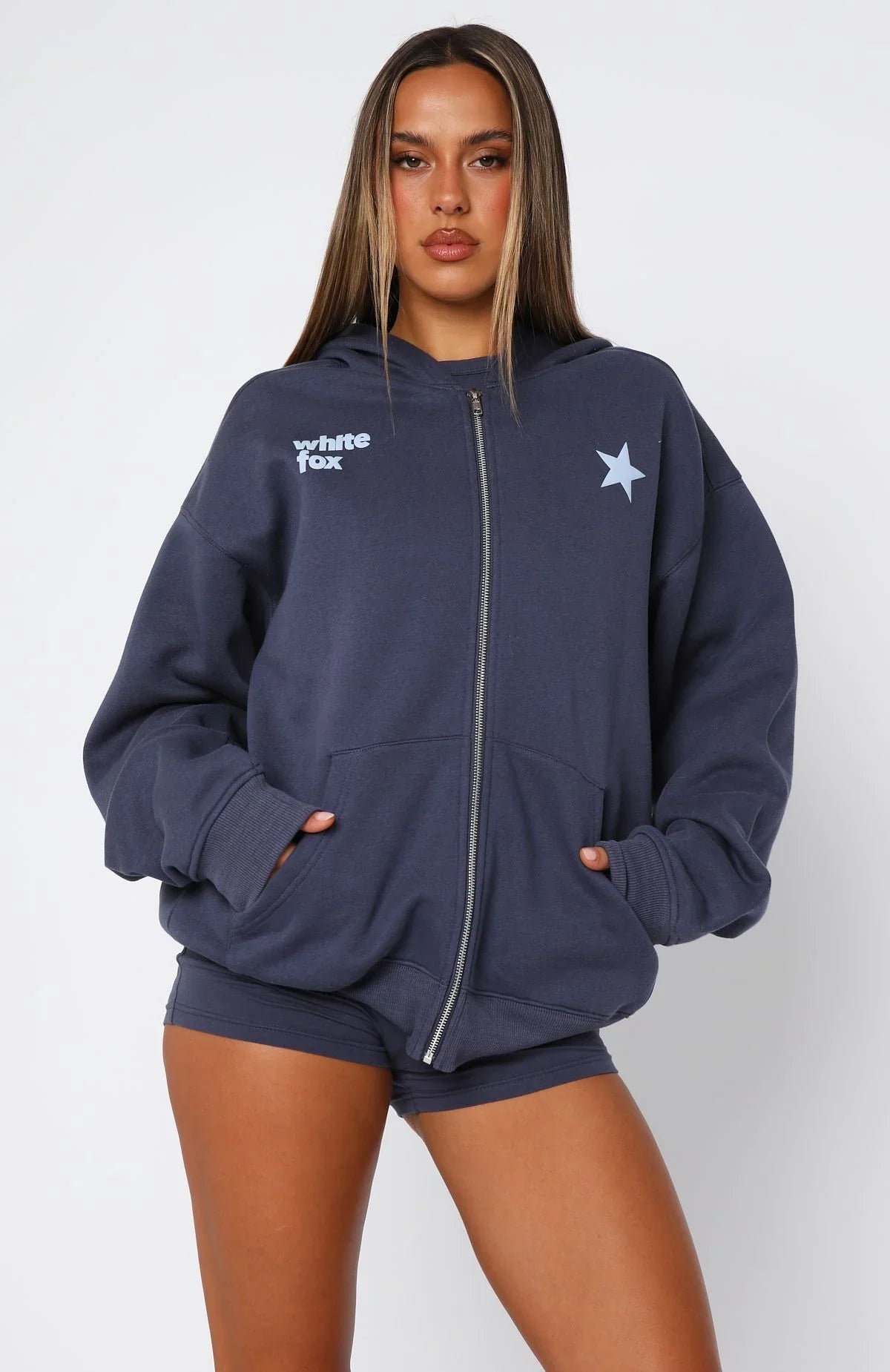 From The Archives Charli Zip Front Hoodie Navy