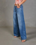 Nolae Rigid Wide Leg Low Rise Drawstring Waist Jeans