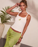Tropical Treat Embellished Lime Tank Top