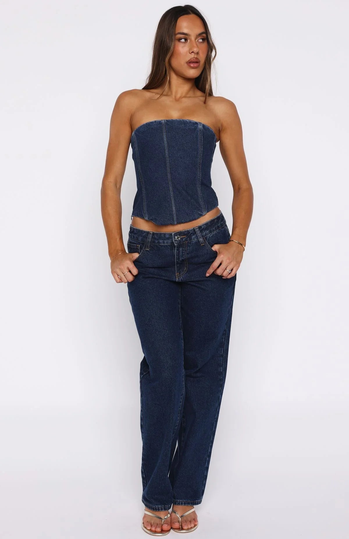 Be Mine Forever Denim Bustier Dark Blue