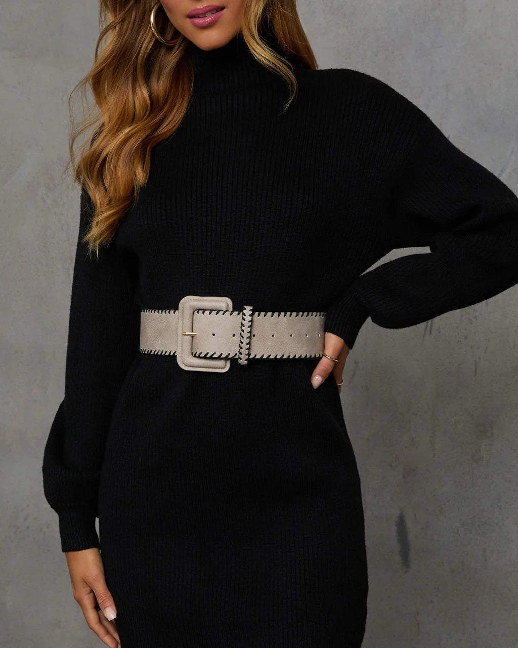 Merrick Stitched Wide Leather Belt