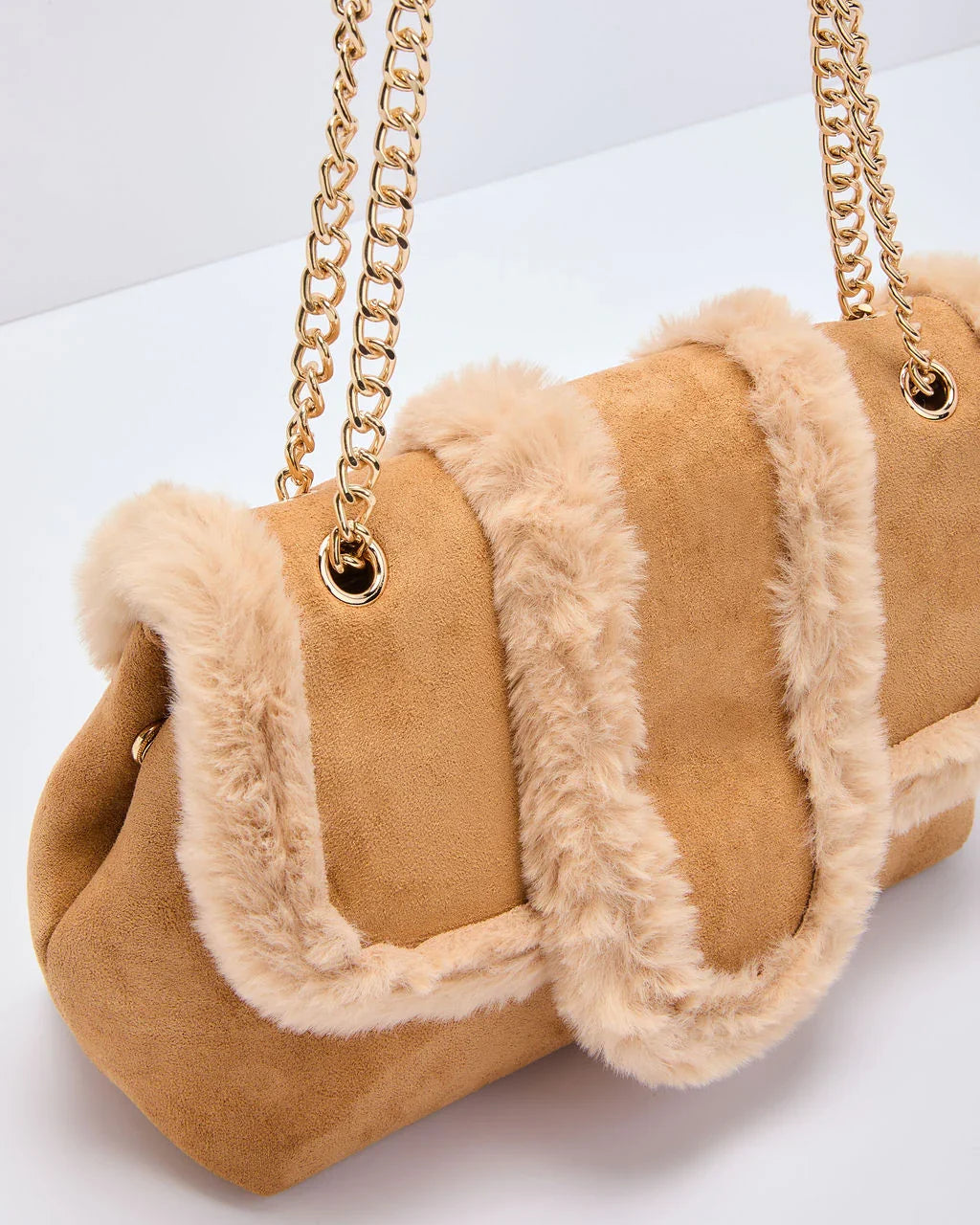 Hutson Suede Faux Fur Trim Shoulder Bag