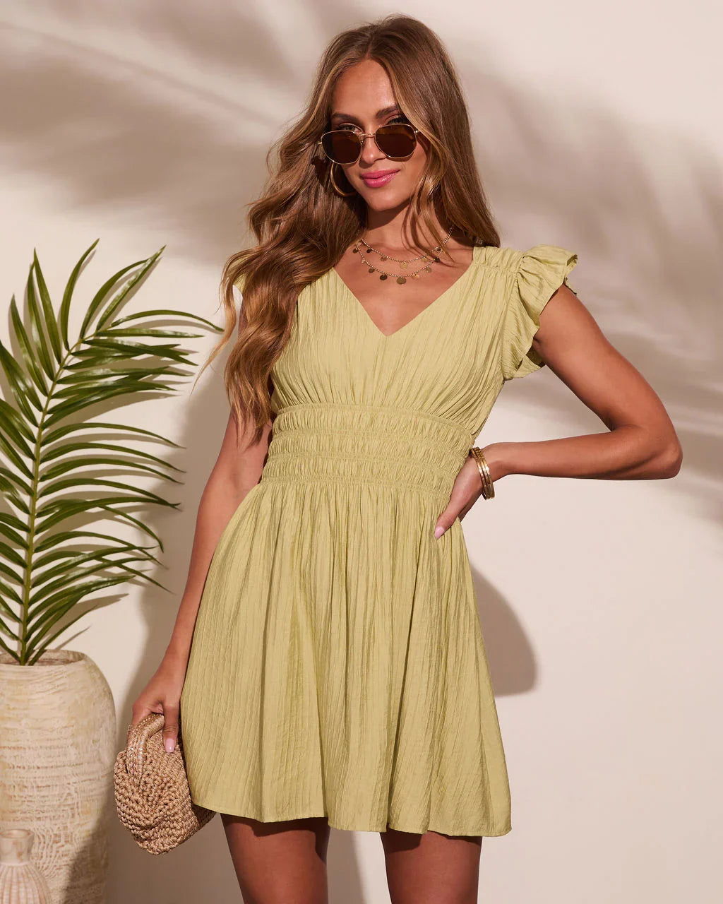 Whispers of Summer Flutter Sleeve Mini Dress