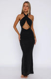 Set For Life Halter Maxi Dress Black