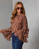 Autumn Eve Printed Tiered Sleeve Top