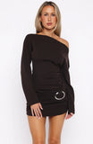 All Over You Long Sleeve Mini Dress Chocolate