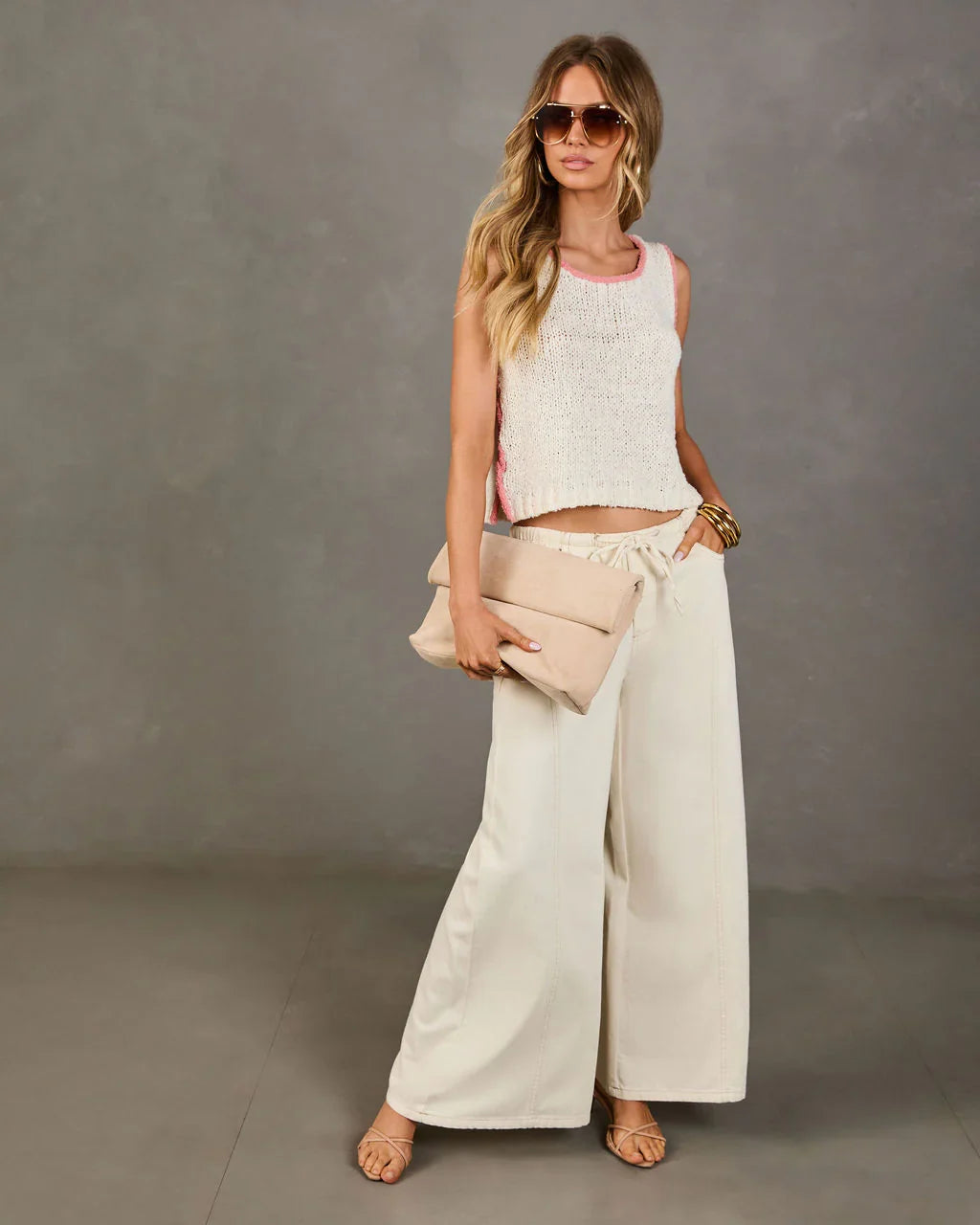 Zenah Rigid High Rise Wide Leg Drawstring Jeans