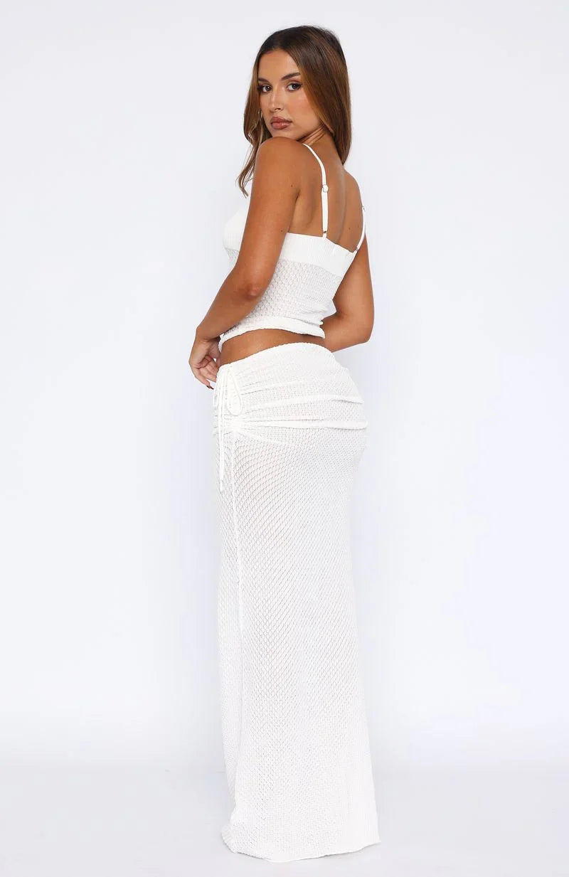 Stand And Stare Knit Maxi Skirt White