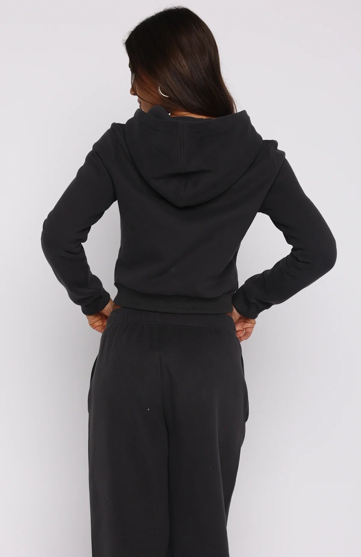 Comfy And Cute Slim Zip Front Hoodie Charcoal