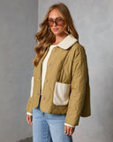 Glazed Mornings Sherpa Trim Quilted Puffer Jacket
