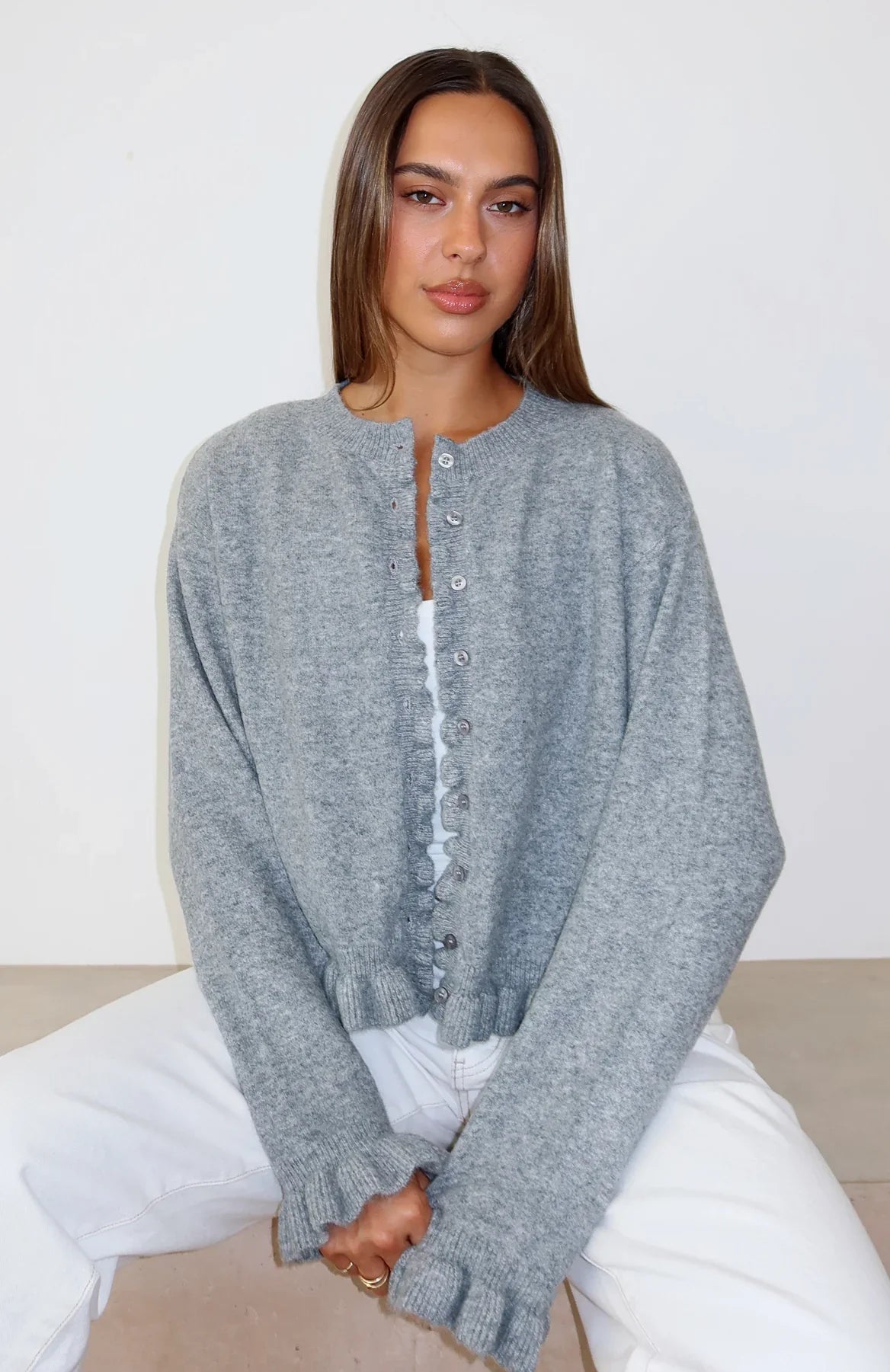 Cardi Club Knit Cardigan Heather Grey