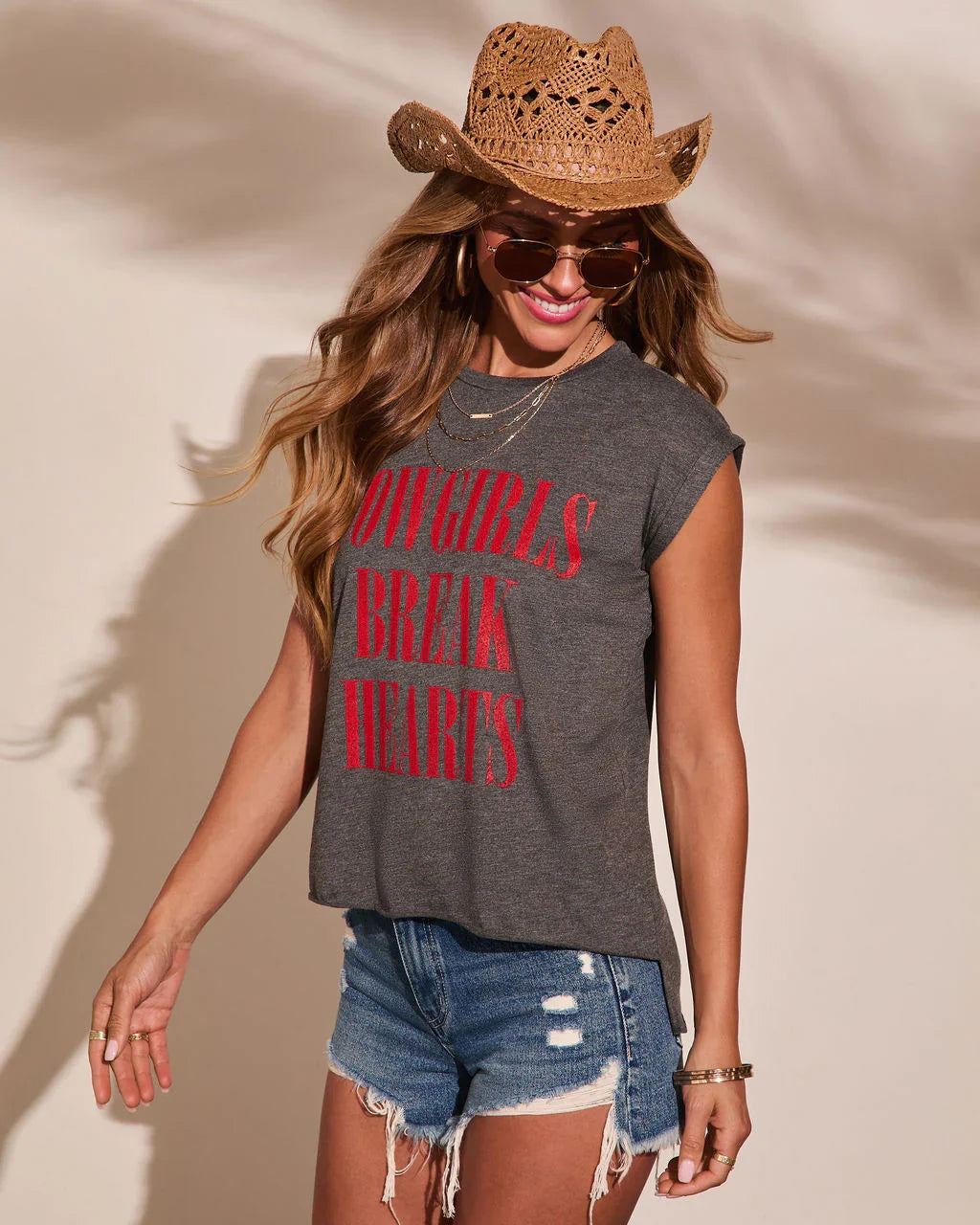Cowgirls Break Hearts Muscle Tee
