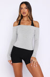 Mad For You Long Sleeve Top Grey Marle