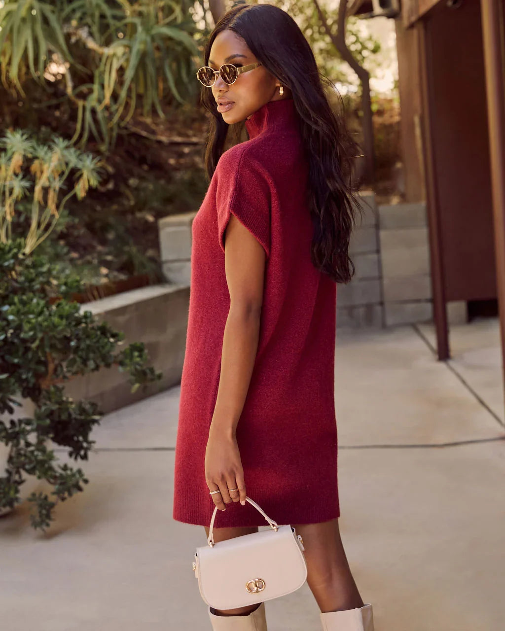 Roslie Shift Mini Sweater Dress