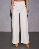 Loranne High Waisted Button Accent Flare Pants
