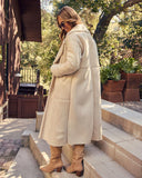 Corvelle Faux Suede Sherpa Trim Coat