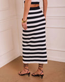 Icon Status Striped Knit Midi Skirt