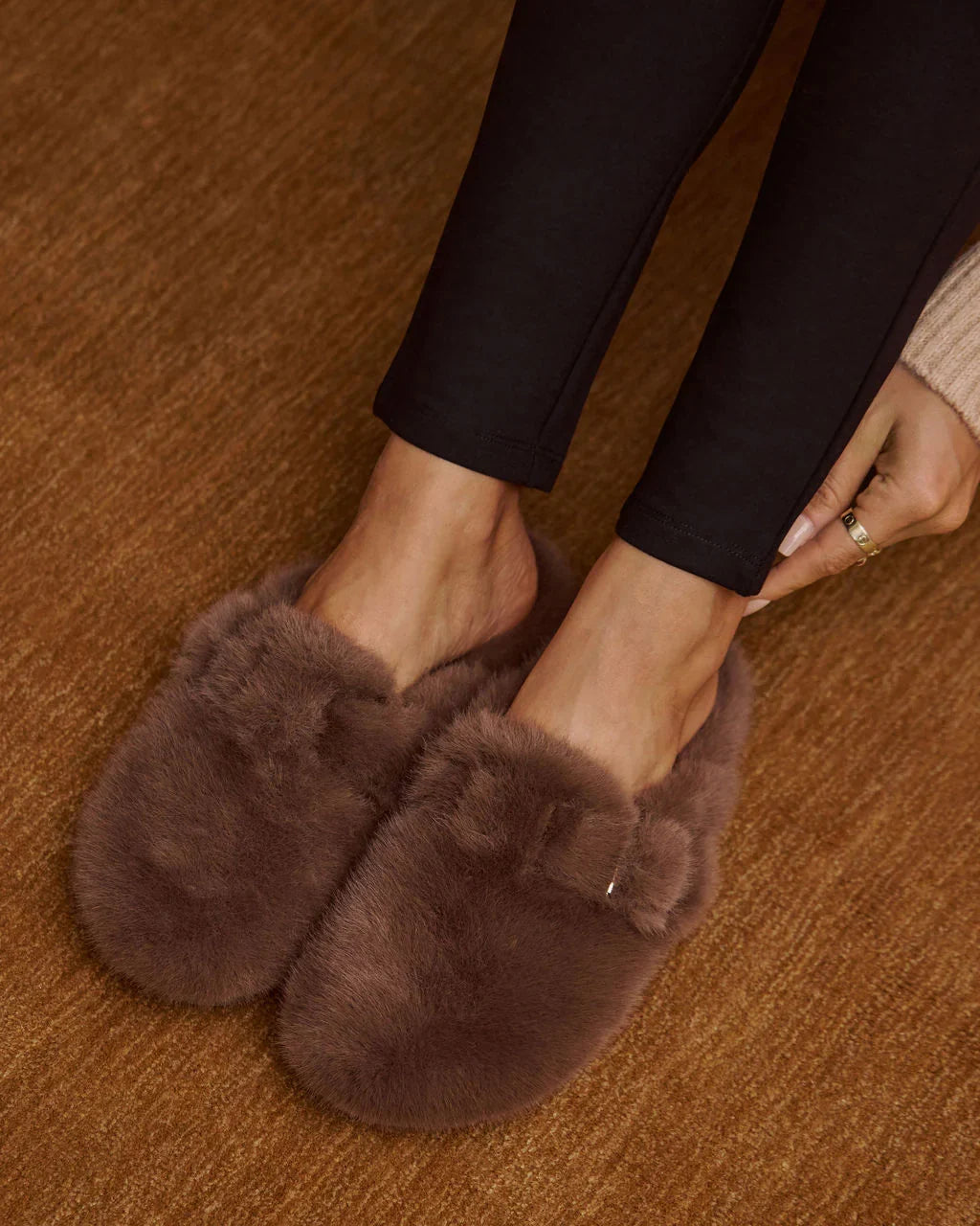 Snowfall Secrets Faux Fur Mules