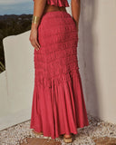 Sunlit Shore Smocked Drawstring Maxi Skirt