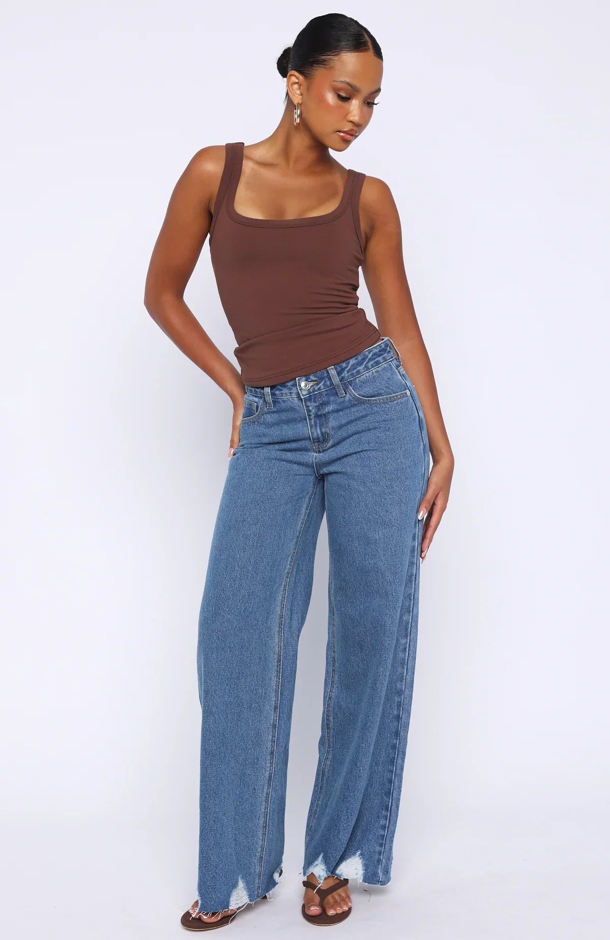 Big City Dreams Mid Rise Wide Leg Jeans Admiral Blue