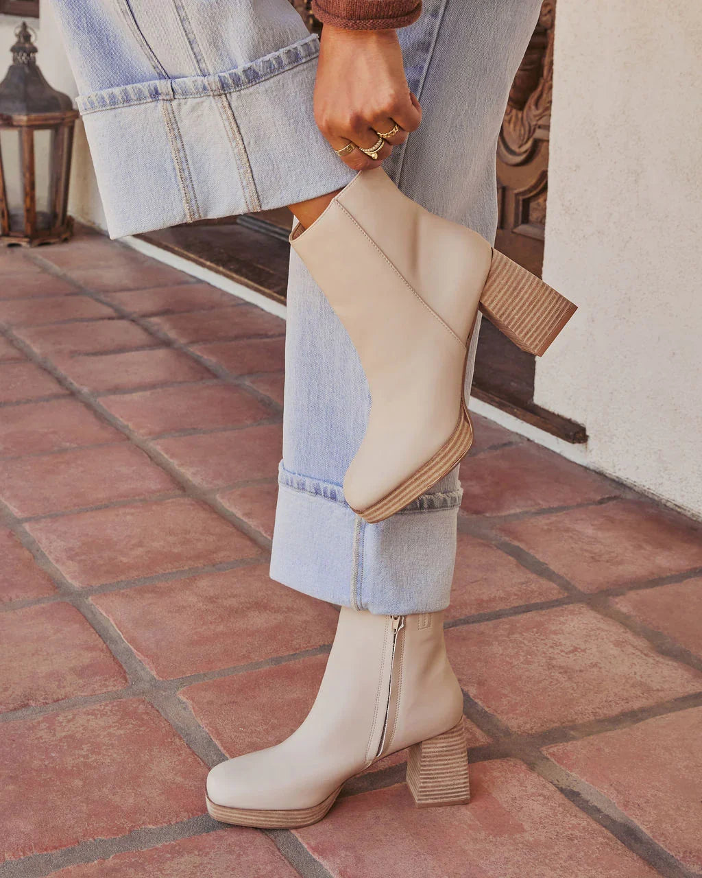 City Strut Platform Faux Leather Booties