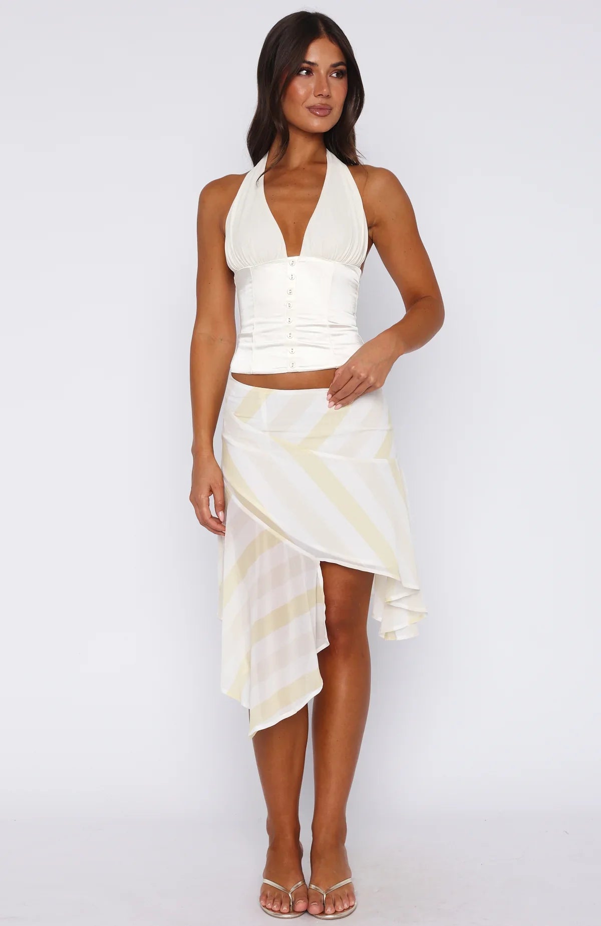 Crazy Romantic Midi Skirt Citrus Stripe