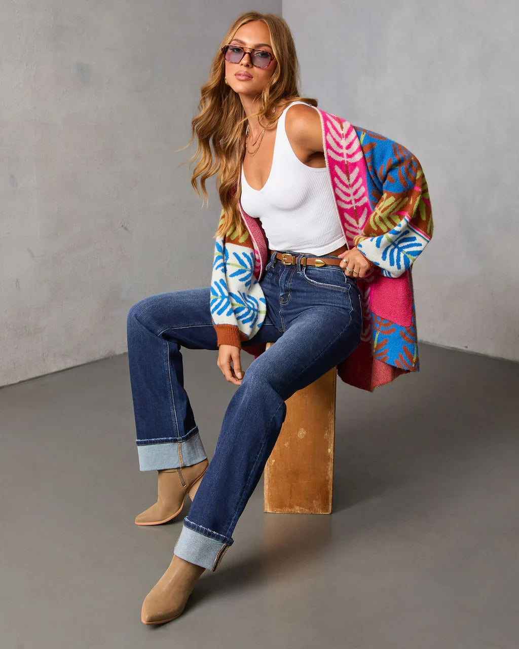 Gildelle Multi Color Print Cardigan