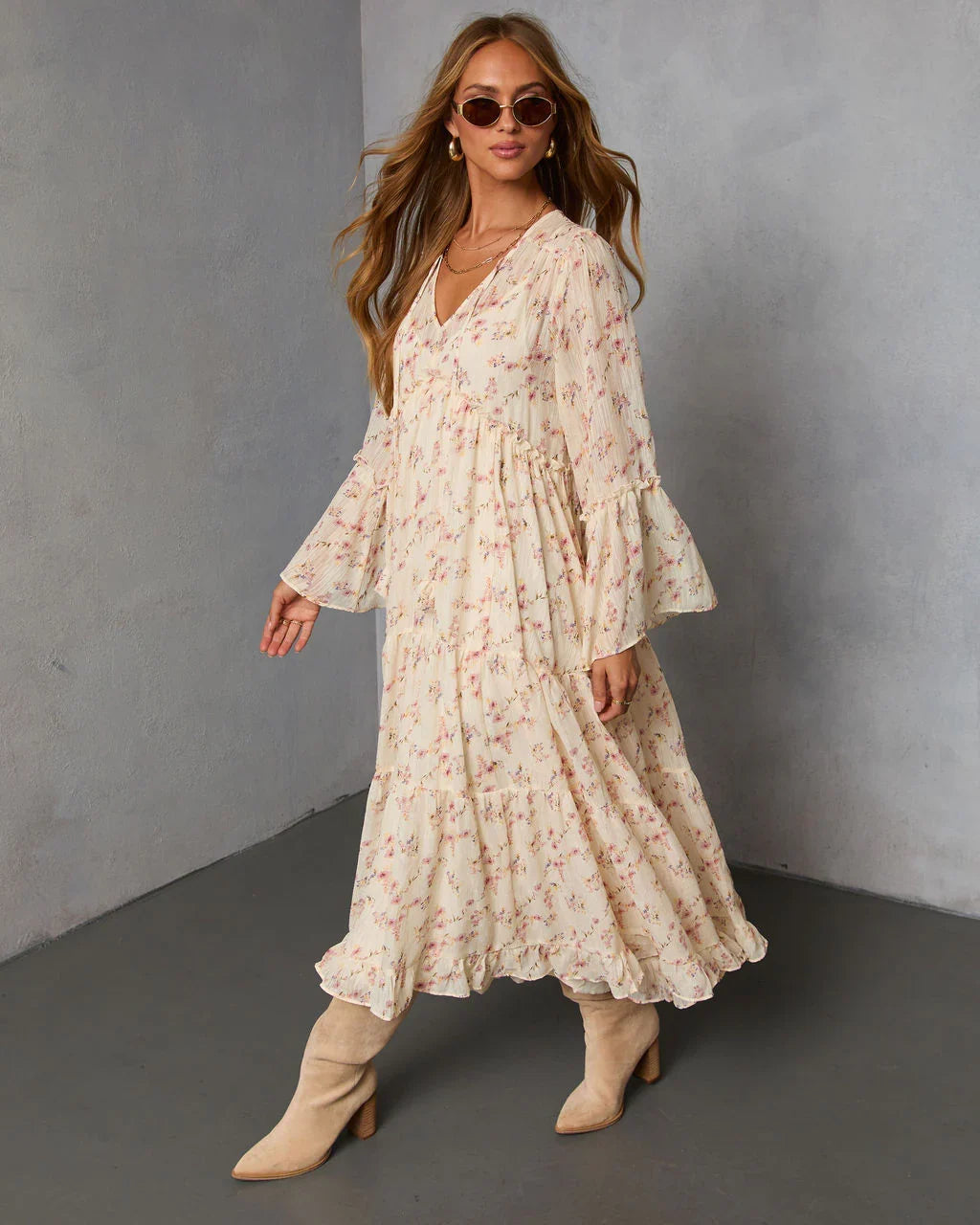Amber Drift Printed Maxi Dress