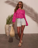 Elisa Knit Crochet Long Sleeve Top