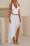 Dancing On My Own Lace Midi Skirt White