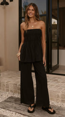 Maison Strapless Top Pants Set Black