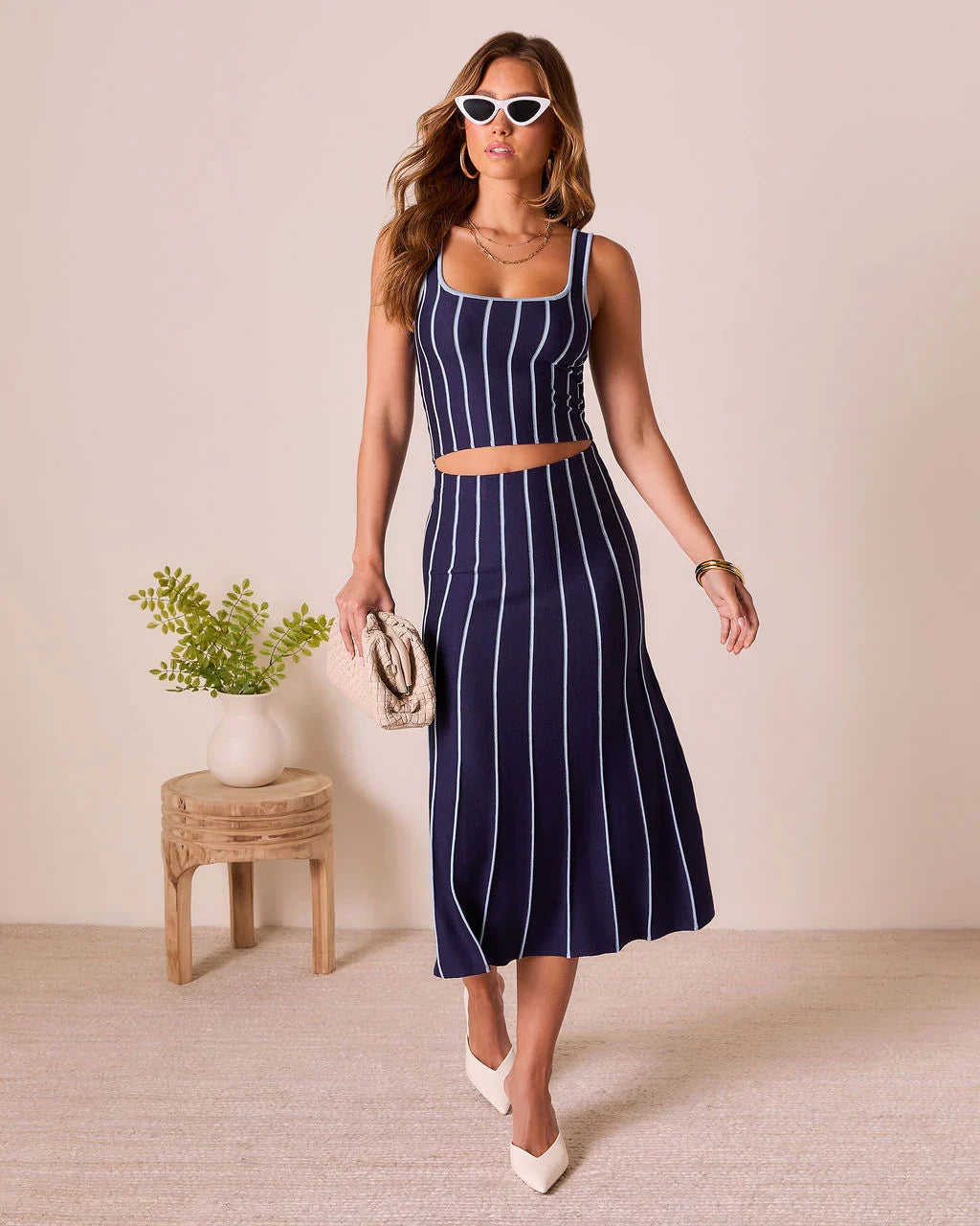 Ashlin Contrast Striped Maxi Skirt