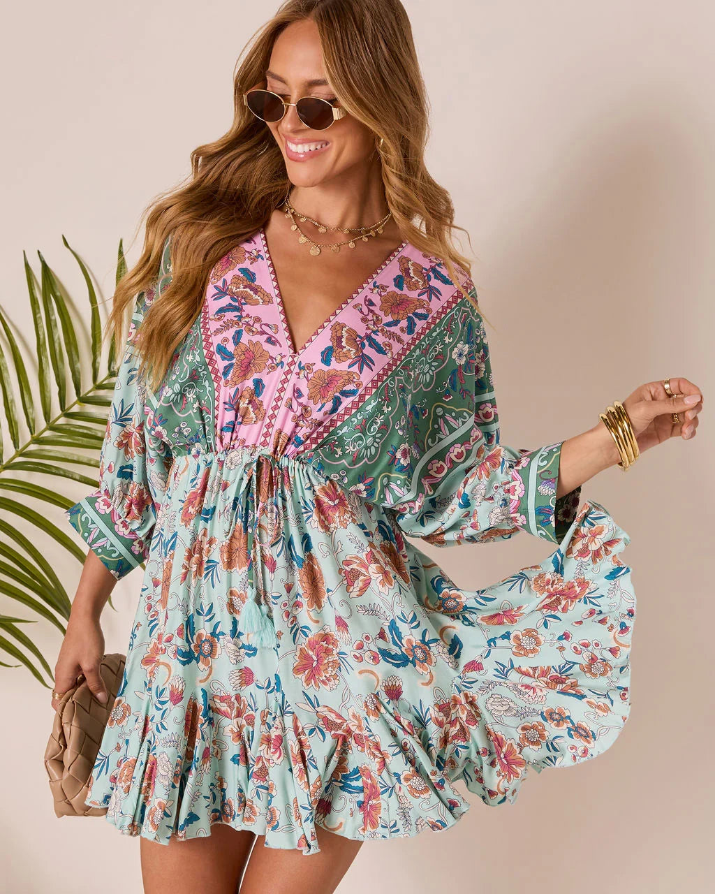 Skylar Floral Tassel Tie Mini Dress