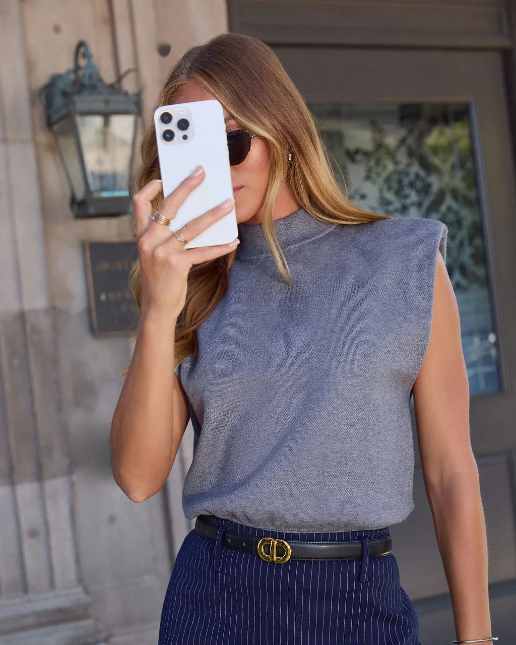 First Harvest Cap Sleeve Mock Neck Sweater