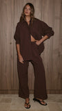 Zaila Pants Burgundy White Stripe