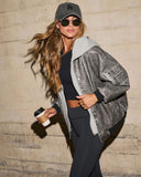 Campus Oversized Hooded Leather Bomber Jacket