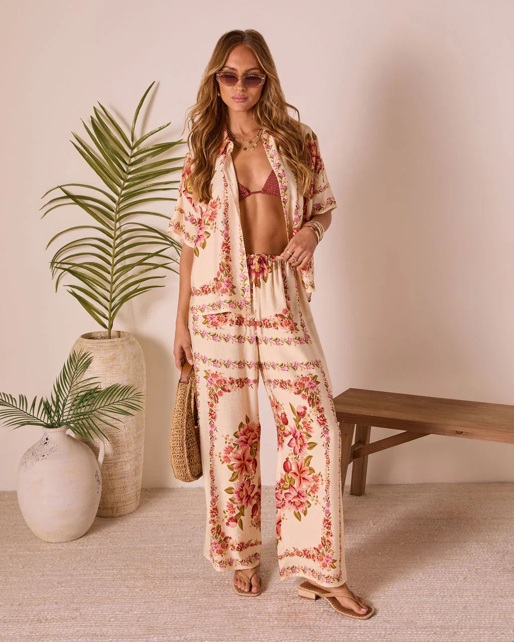 Hibiscus Haze Abstract Printed Pants
