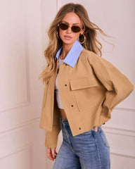 Solyn Contrast Collar Utility Jacket