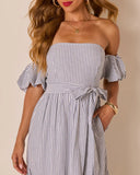 Annah Striped Off The Shoulder Maxi Dress