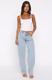 Kiara Mid Rise Barrel Leg Jeans Mid Blue