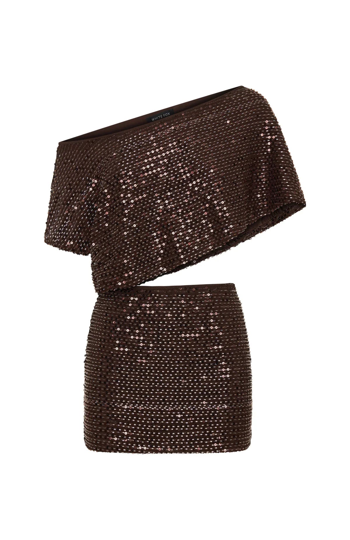 Skyline Beaded Mini Dress Chocolate